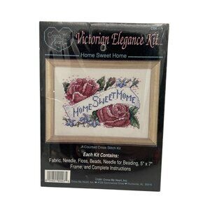 Cross My Heart Victorian Elegance Home Sweet Home Roses Cross Stitch Kit 5" x 7"